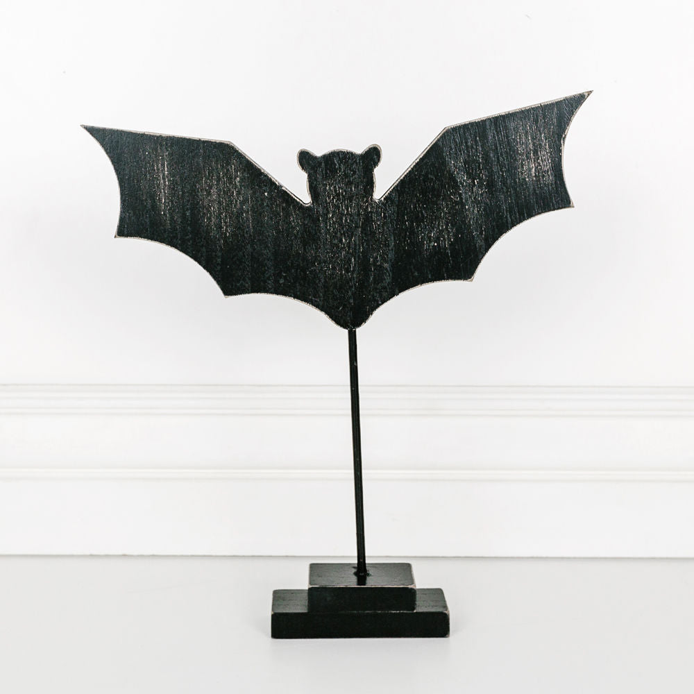 Wood Cutout Bat on a Stand | 12" | Black