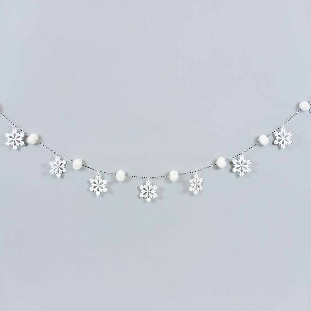 Snow Flakes Pom Pom Garland | 60