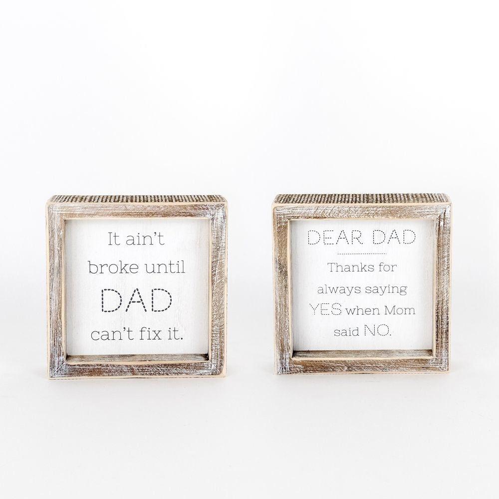 Wood Framed Sign | Dad/Dear Dad | Reversible