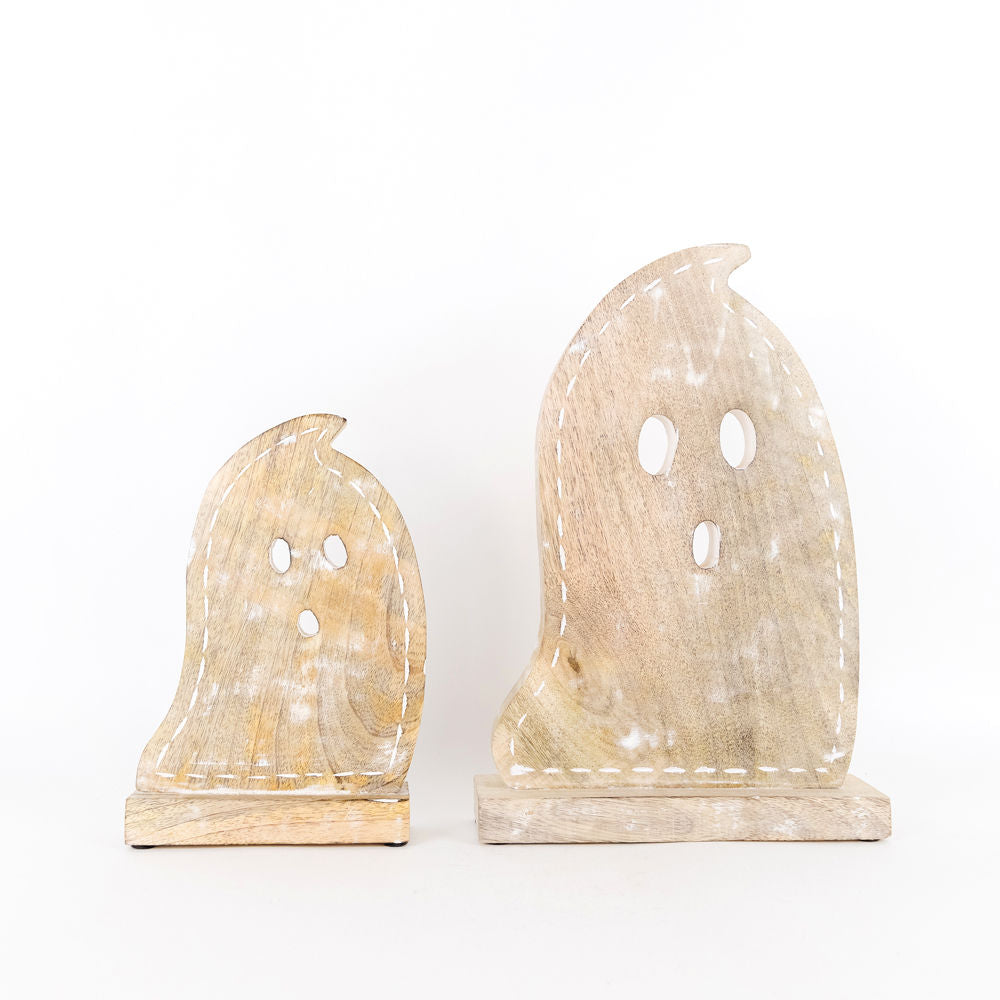 Ghost Mango Wood Cutout on a Stand | Set of 2