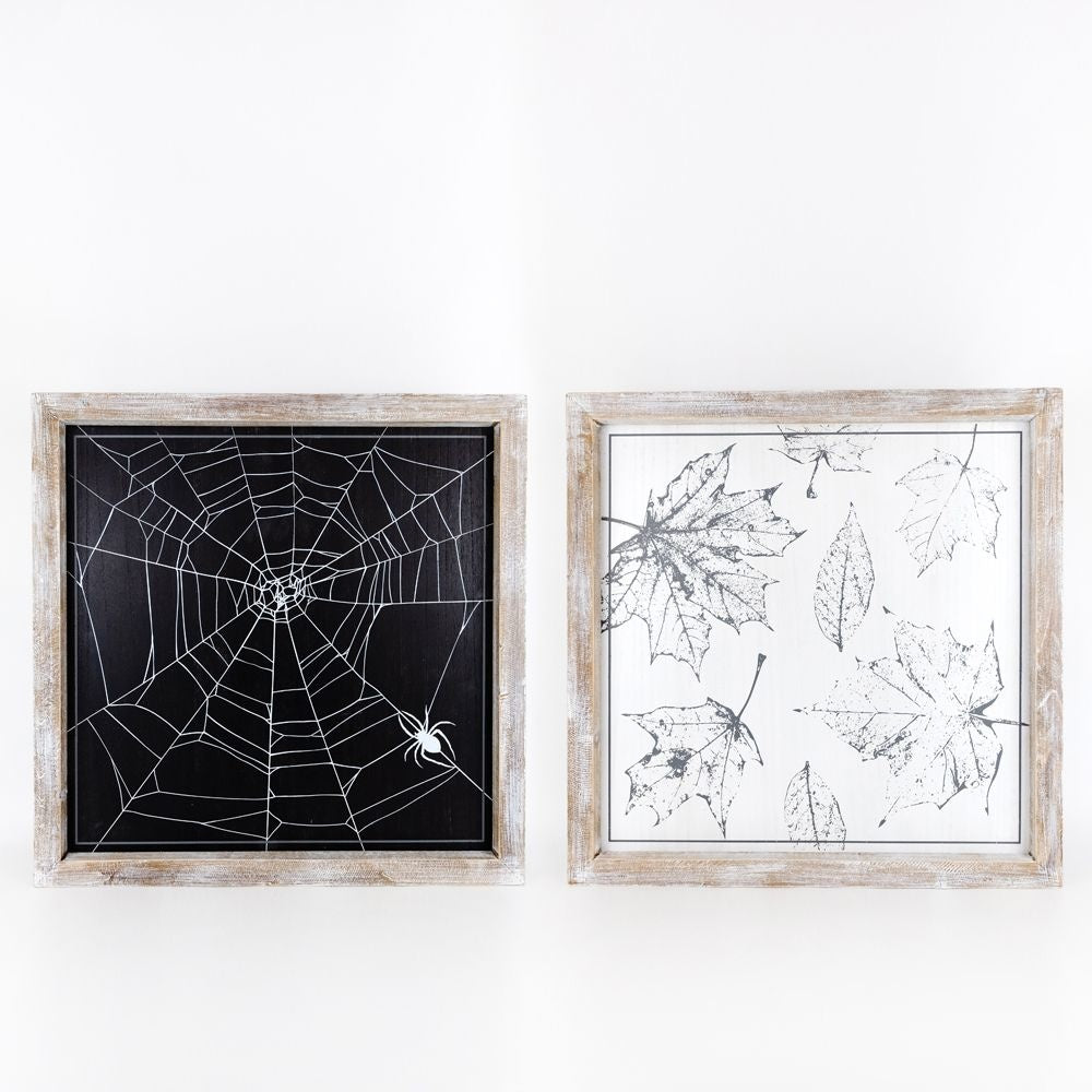 Wood Framed Sign | Reversible | Webs/Leaves