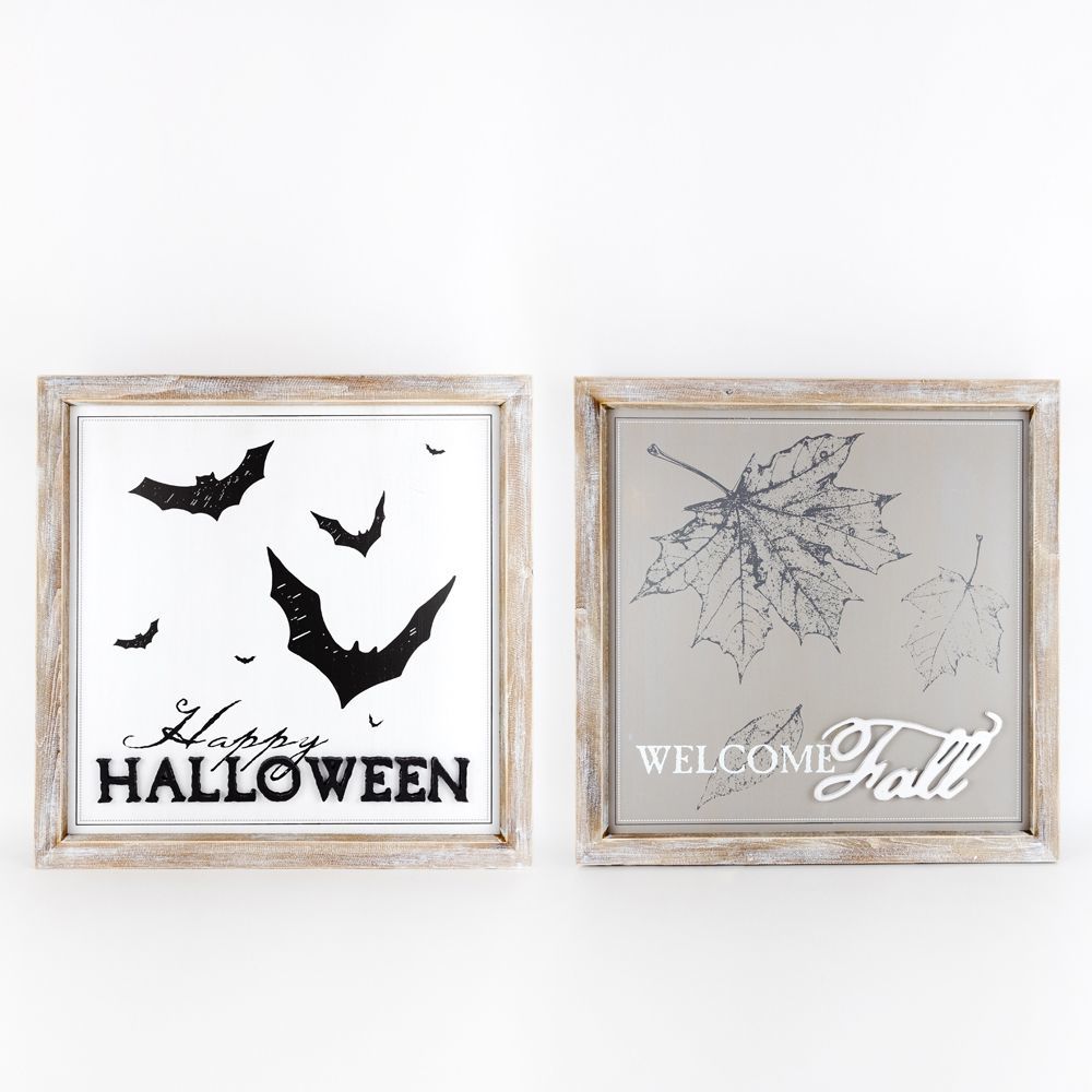 Wood Framed Sign | Reversible | Halloween/Fall