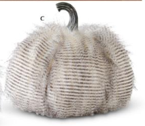 Faux Fur Pumpkin | Grey & White | 9"