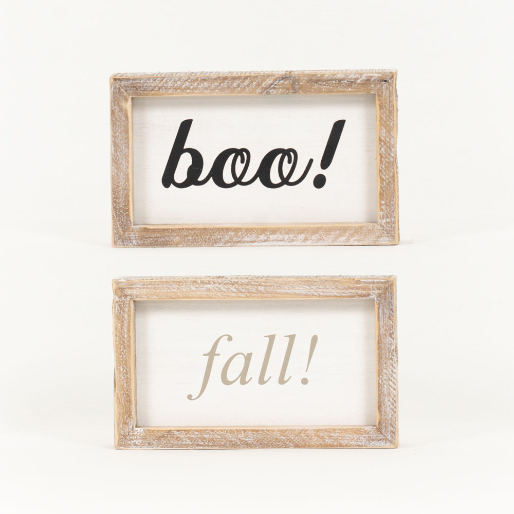 Wood Framed Sign | Reversible | Boo/Fall