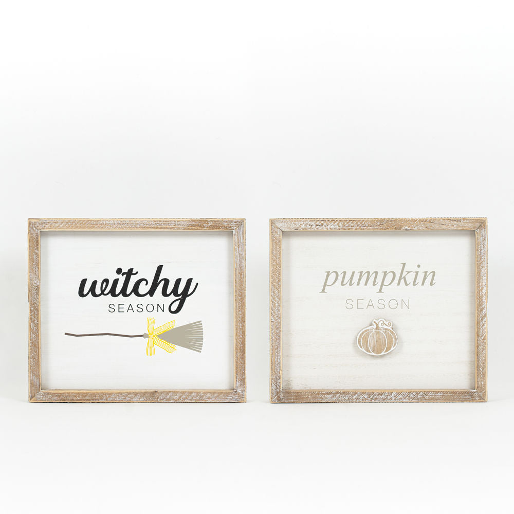 Wood Framed Sign | Reversible | Witchy/Pumpkin