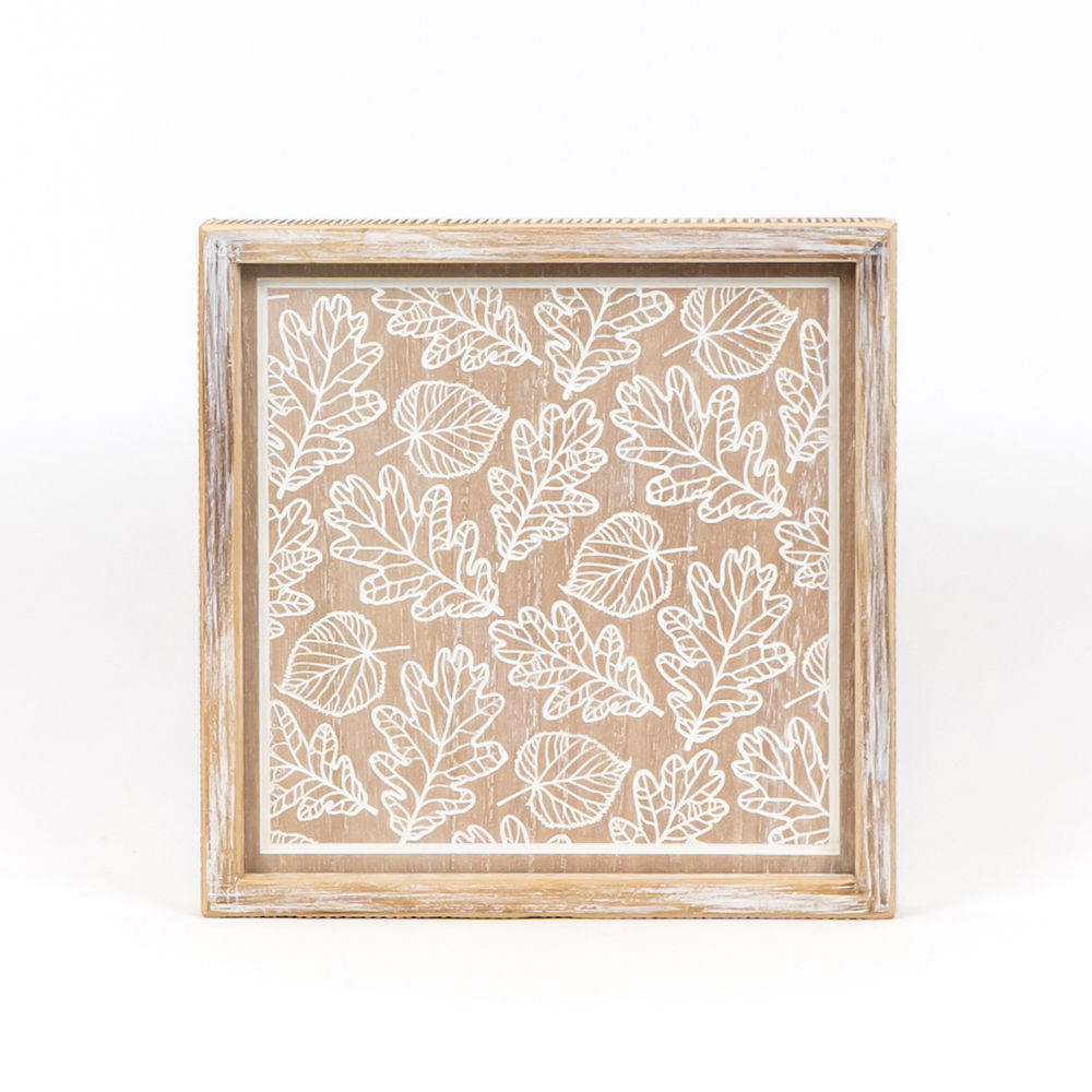 Wood Framed Sign | Reversible | Webs/Leaves | Brown
