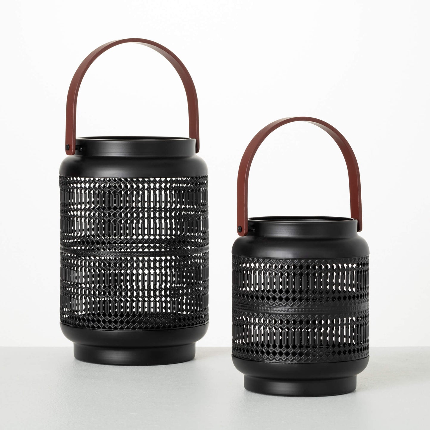 Modern Black Caged Lantern | Set of 2
