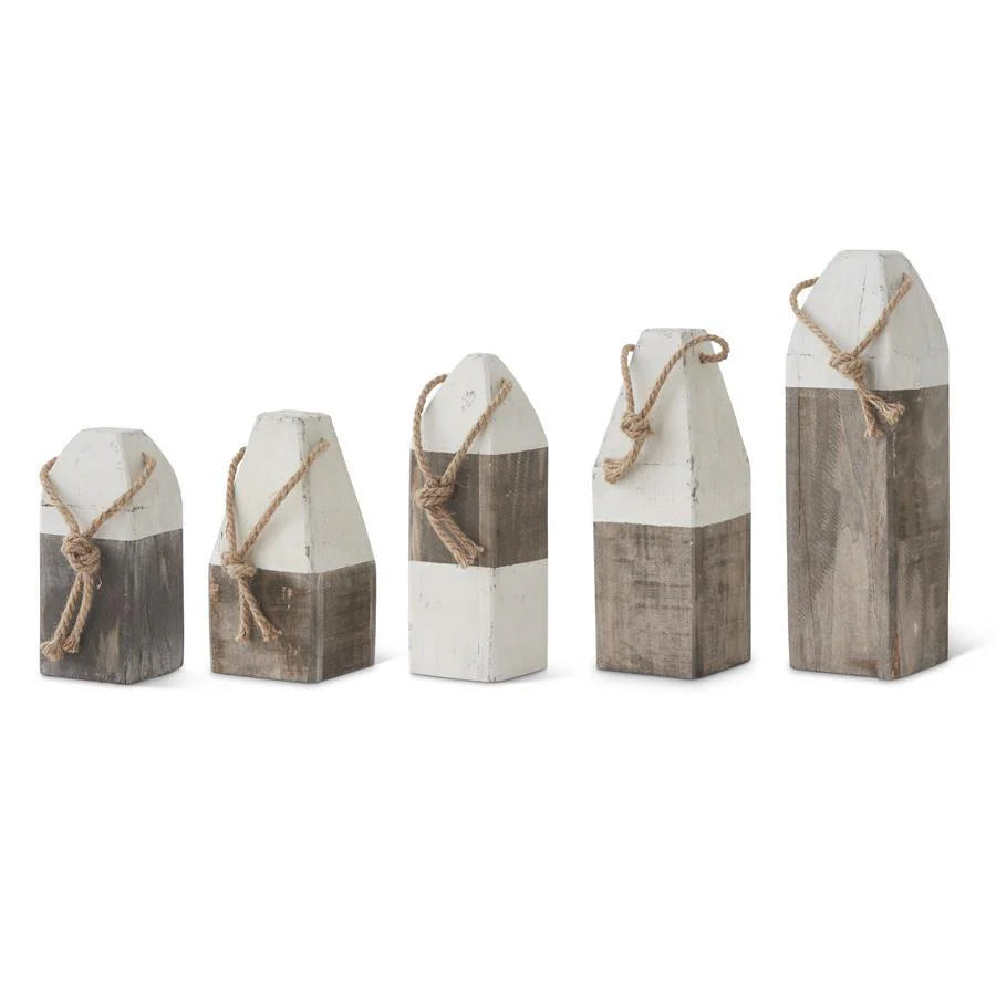 Gray and White Wooden Buoys