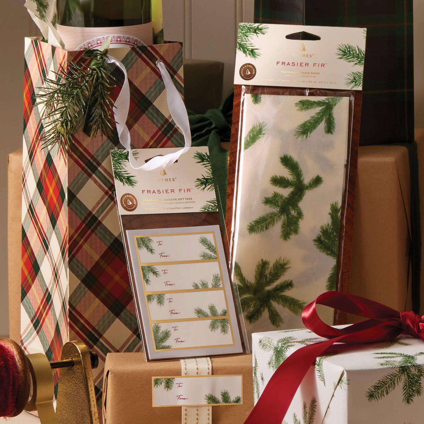 Thymes Scented Tissue Paper | Frasier Fir | Pine Needle Design