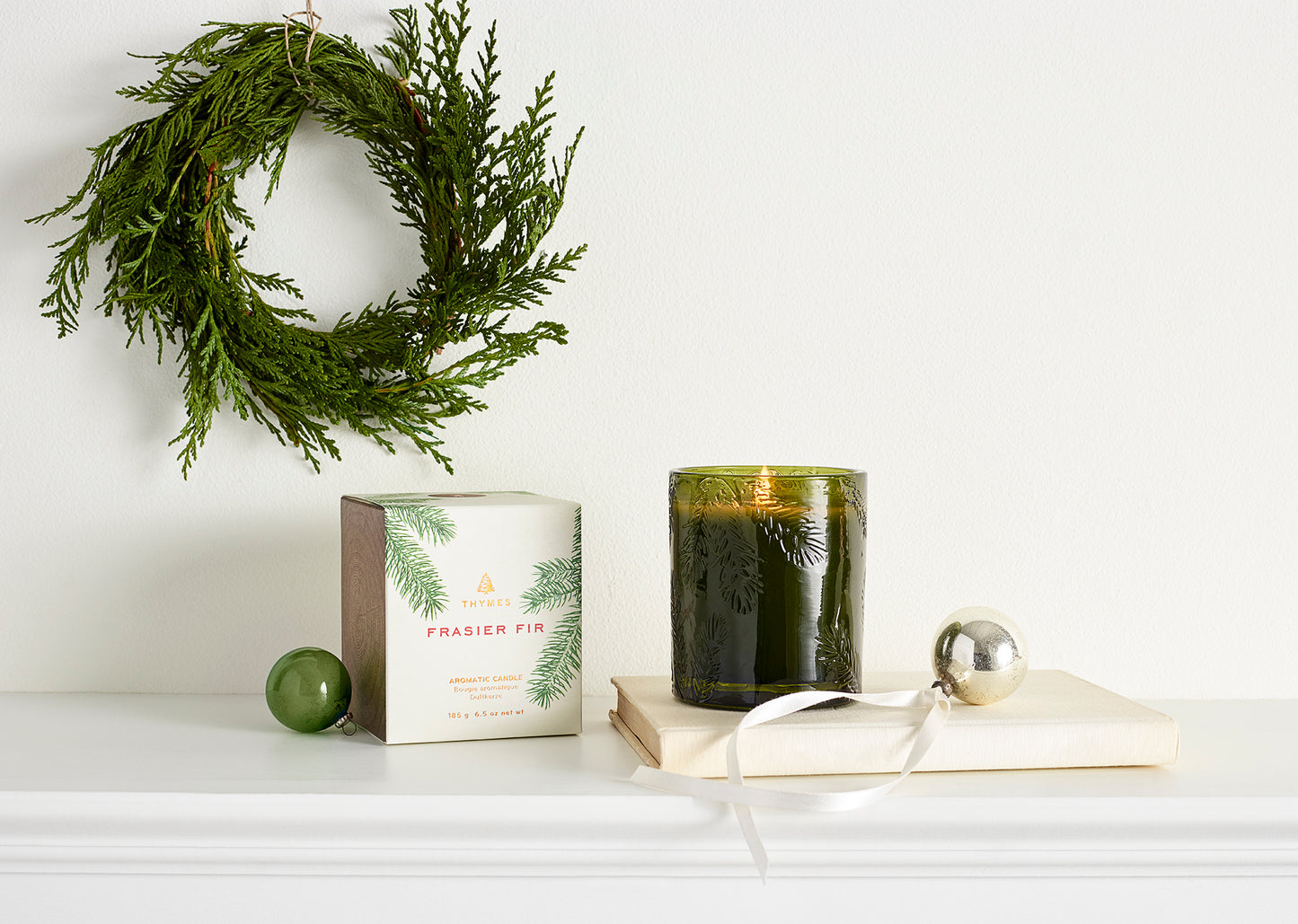 Thymes Candle 6.5 oz | Frasier Fir | Molded Green Glass
