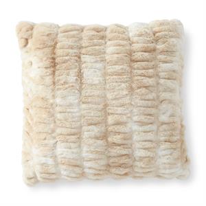 24 Inch Cream & Tan Ribbed Faux Fur Pillow