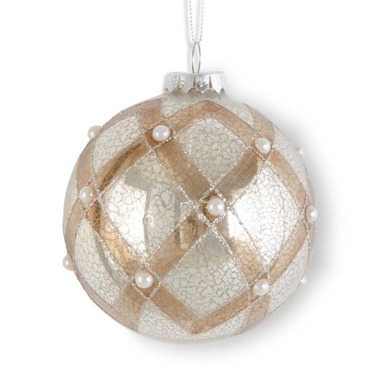 4 Inch Glittered Silver & Copper Mercury Glass