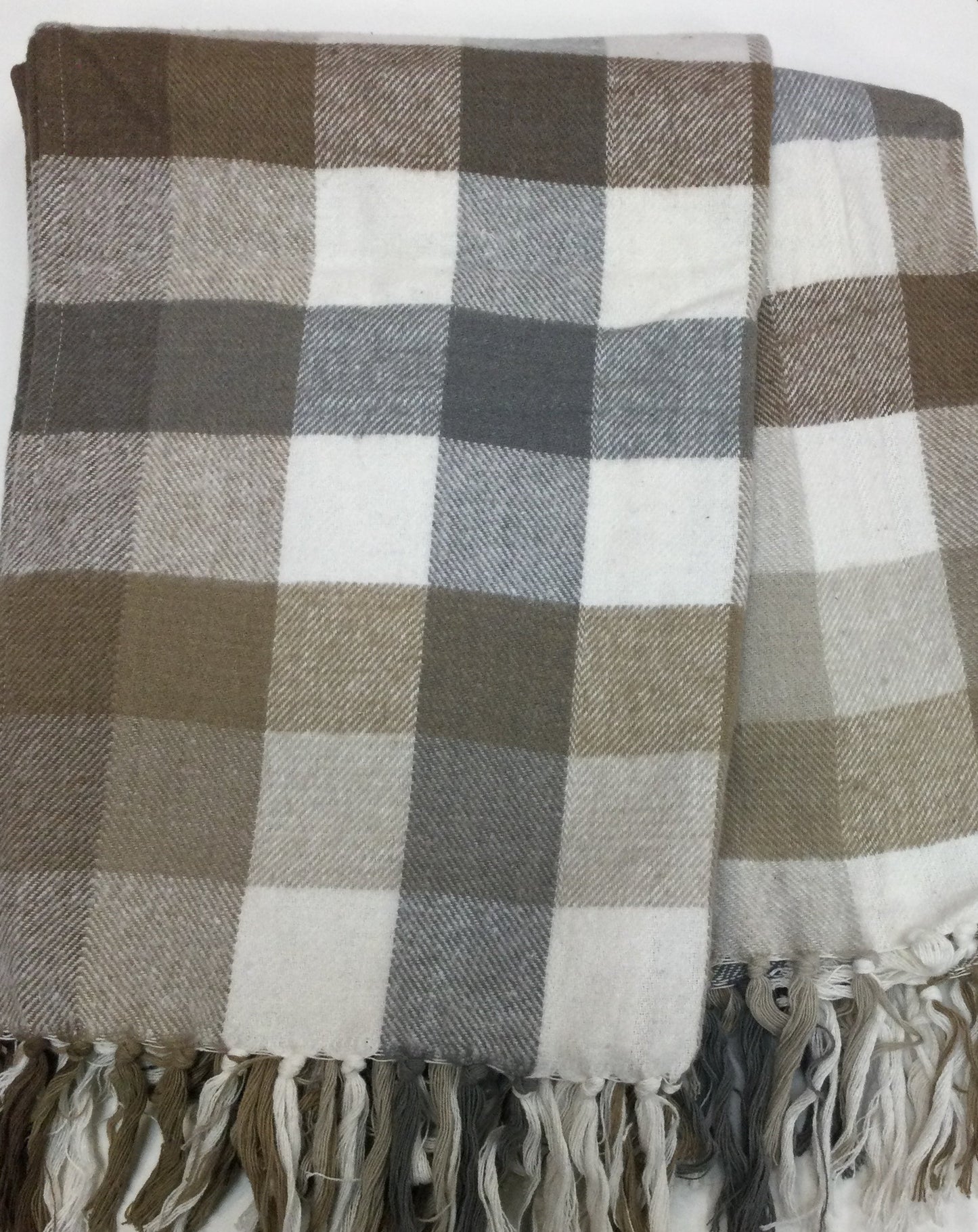 Cotton Plaid Throw " Grey & Tan | 60"