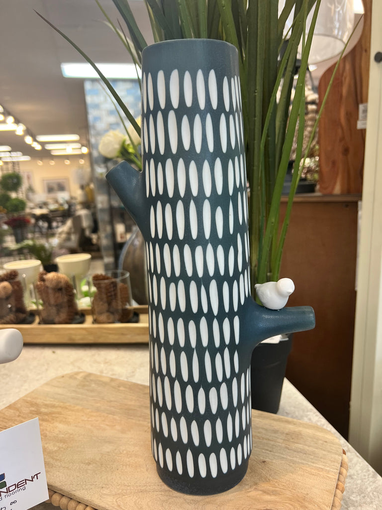 Bird on a Limb Vase Blue/White