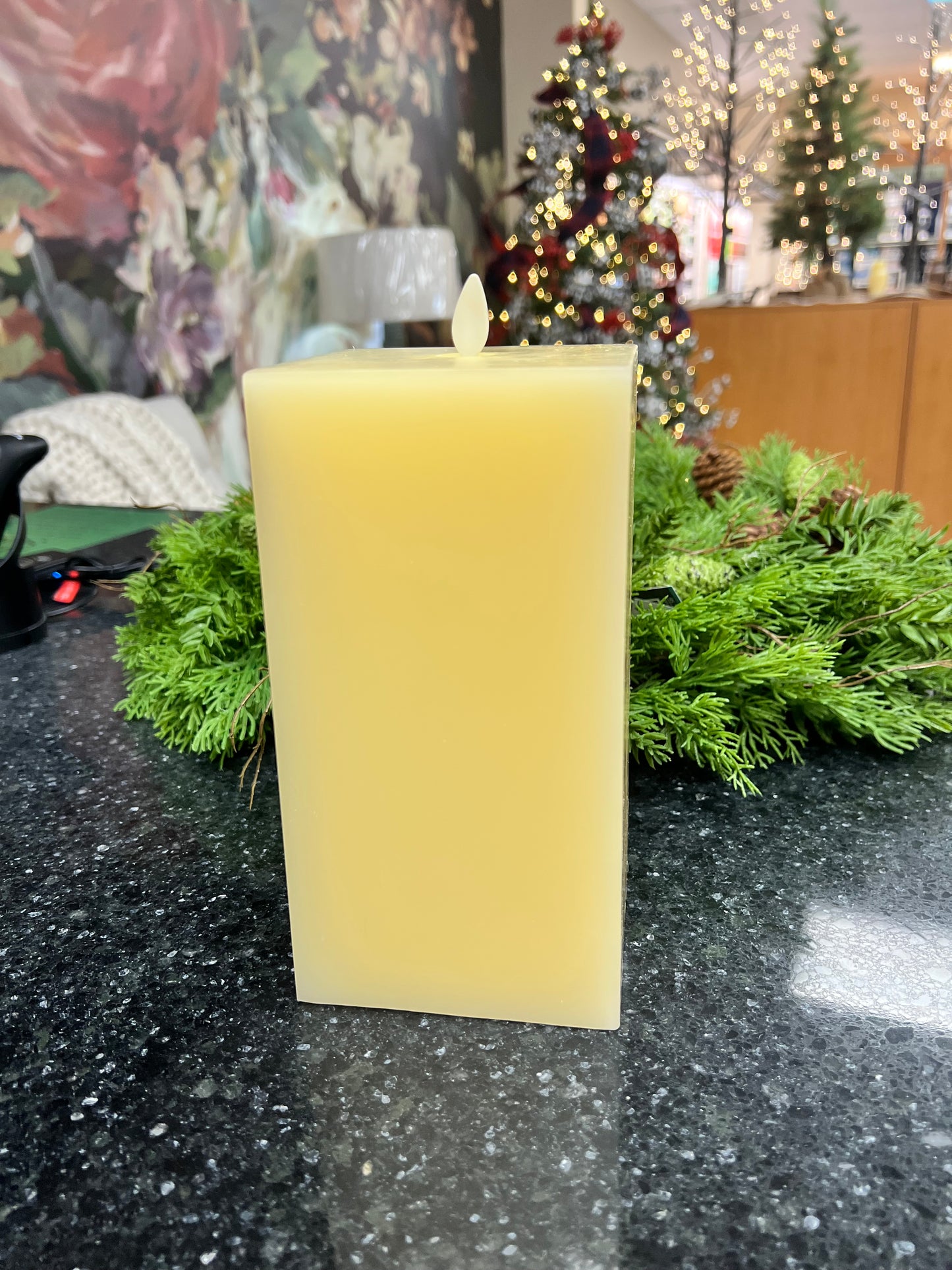Luminara Large Indoor Square Candle | 8.5" | Ivory