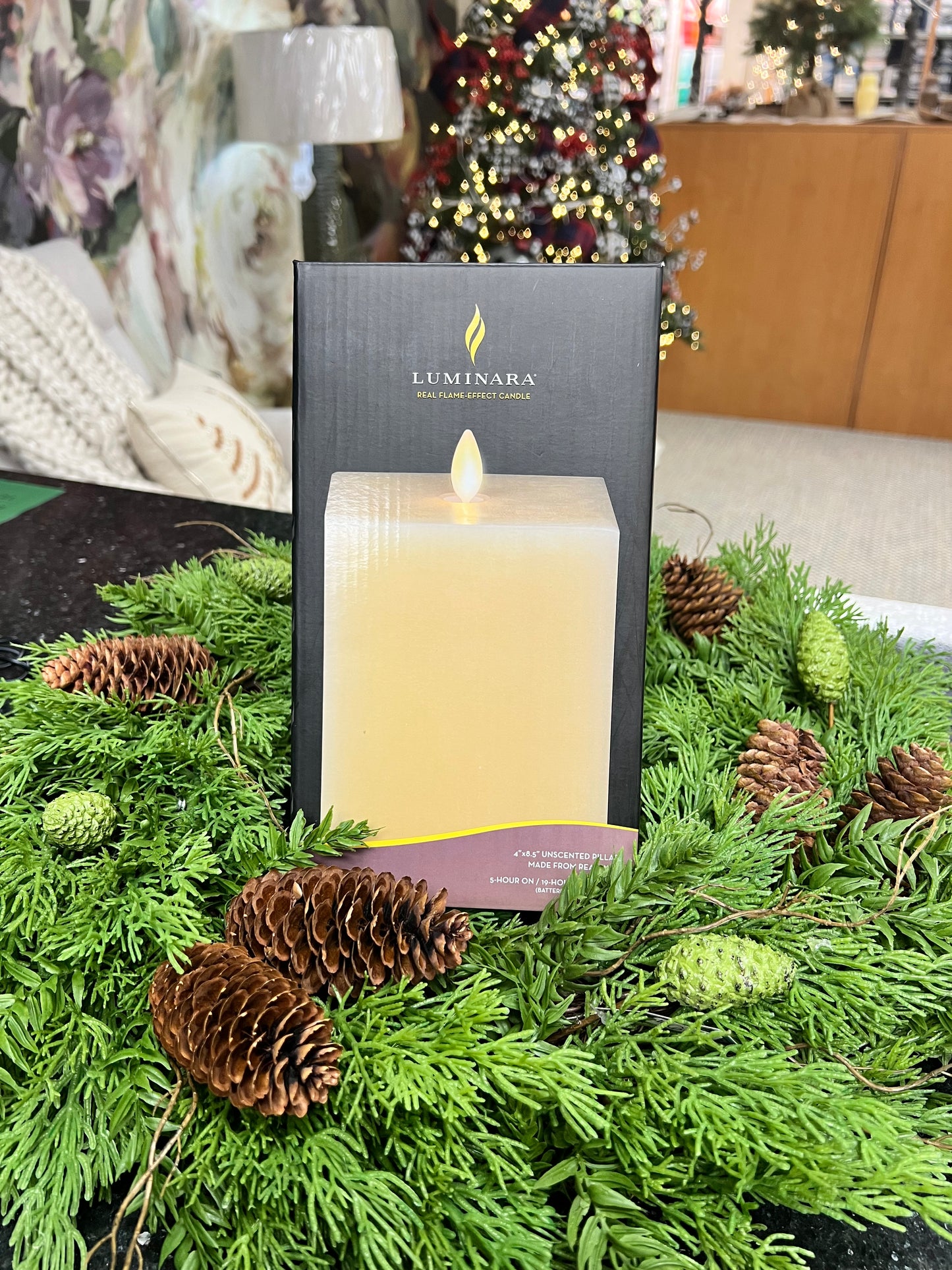 Luminara Large Indoor Square Candle | 8.5" | Ivory