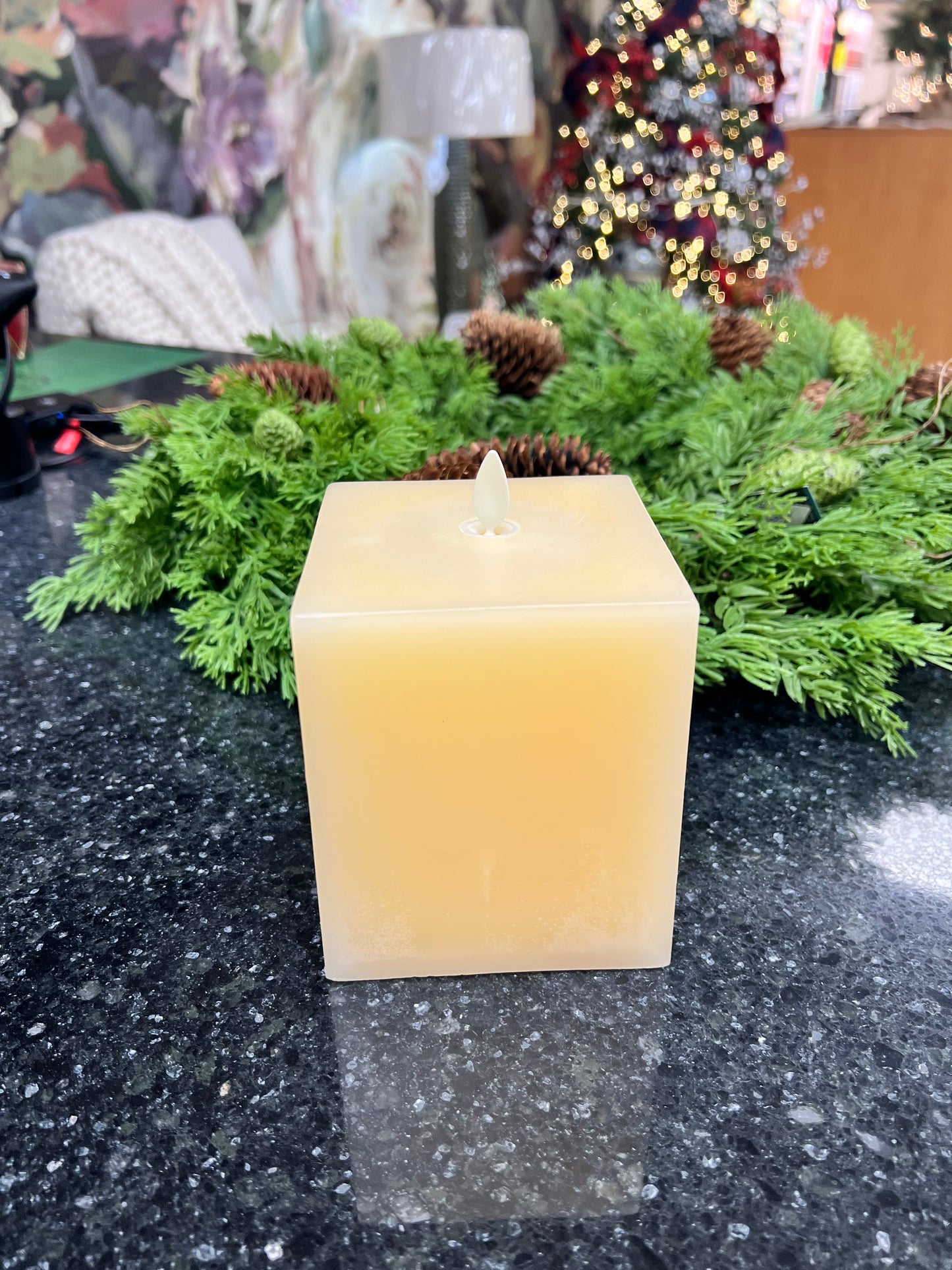 Luminara Large Indoor Square Candle | 5.5" | Ivory