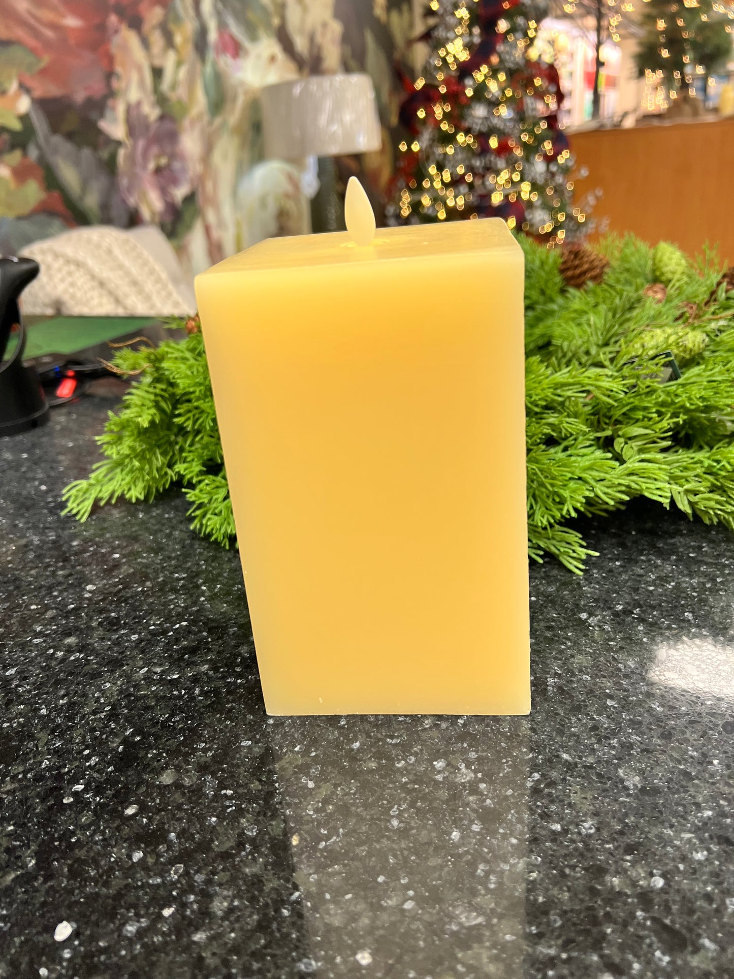 Luminara Large Indoor Square Candle | 7.5" | Ivory