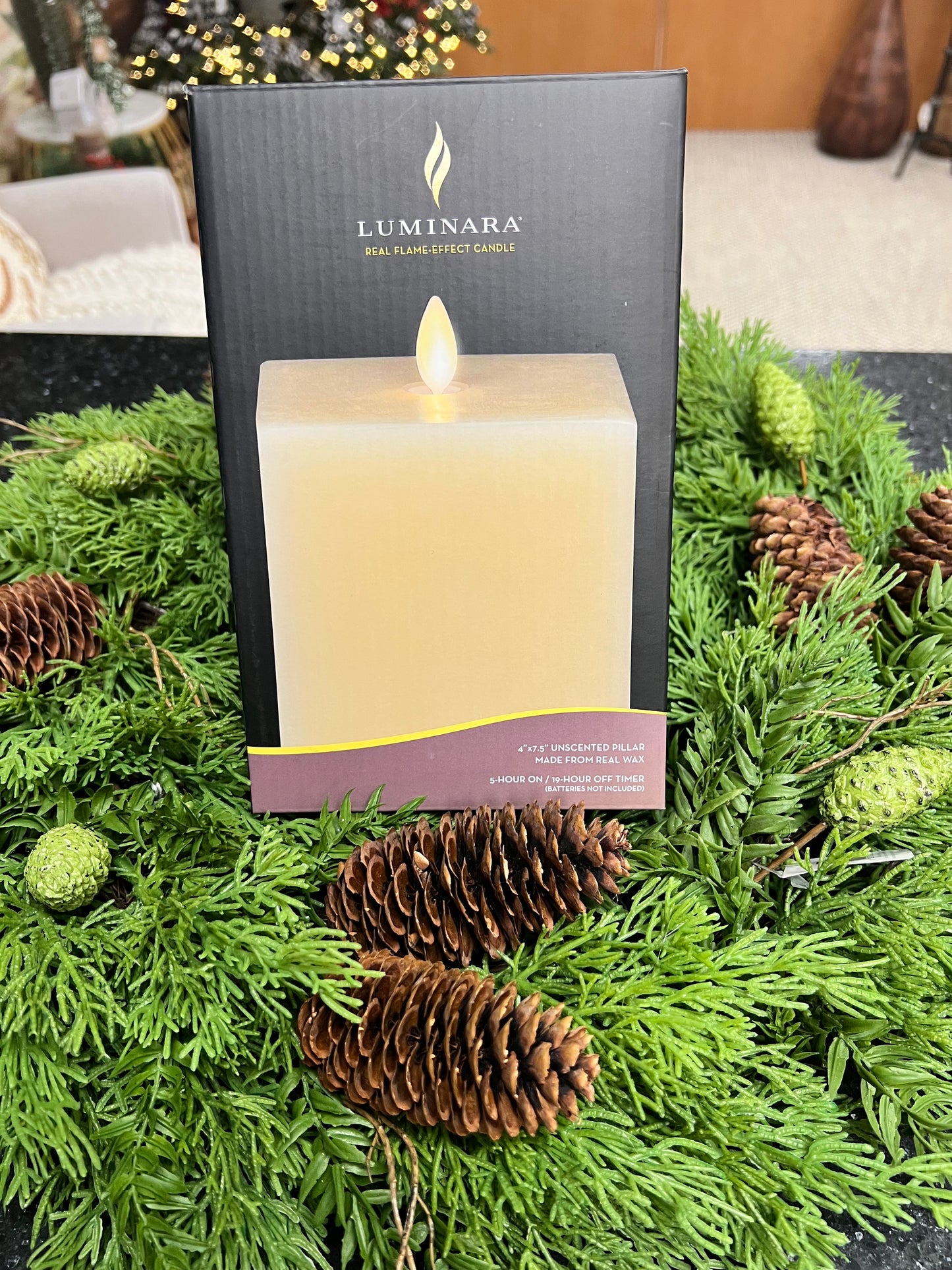 Luminara Large Indoor Square Candle | 7.5" | Ivory