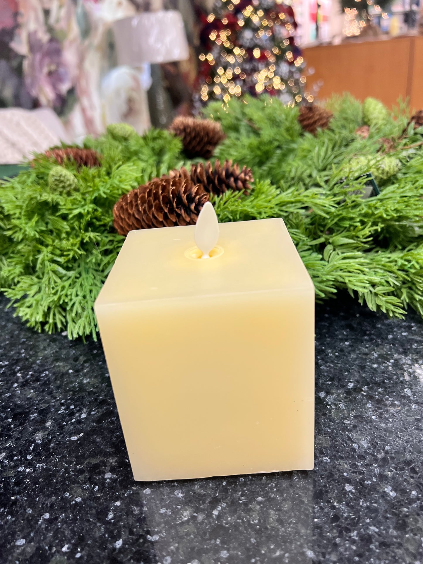 Luminara Small Indoor Square Candle | 4.5" | Ivory
