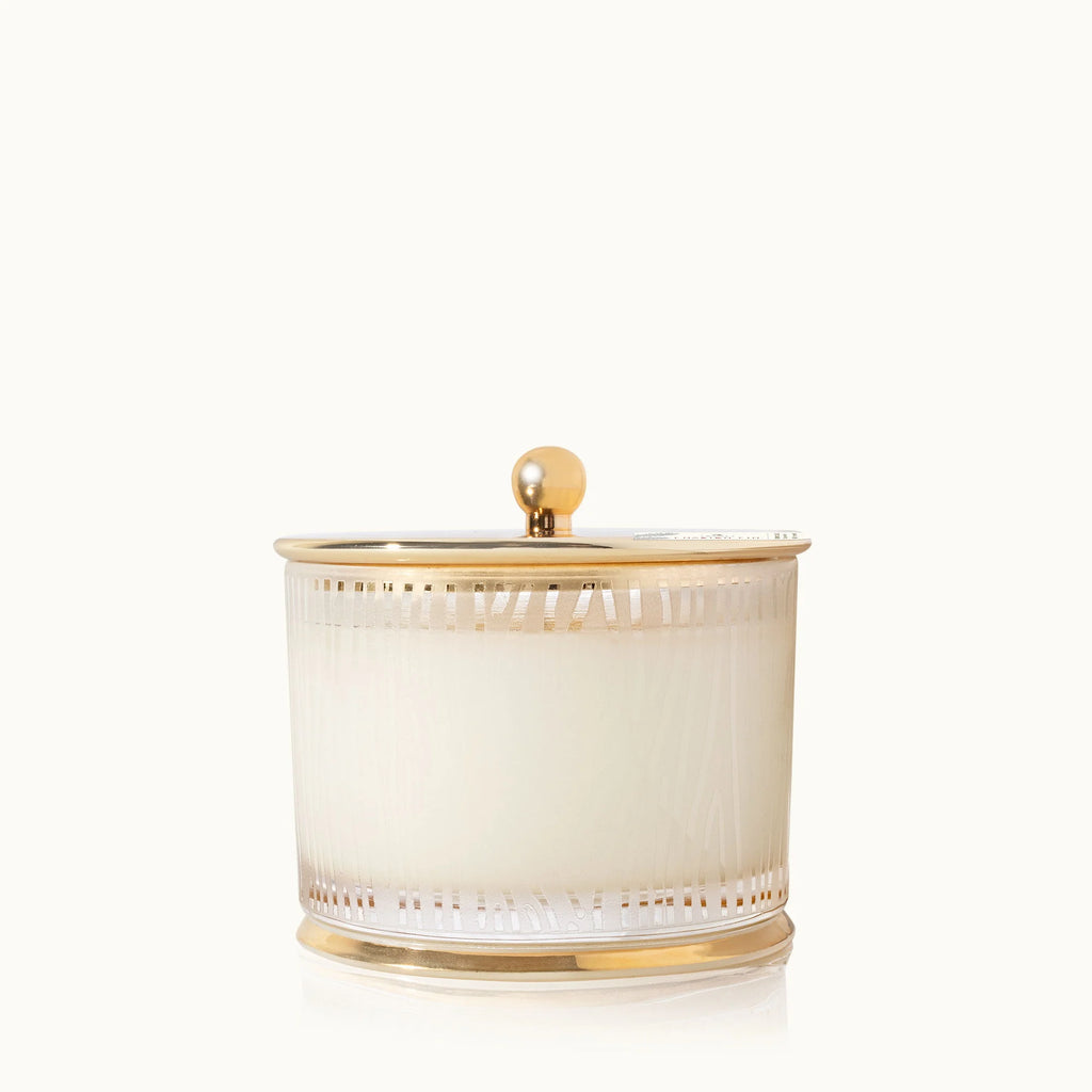 Thymes Gilded Frasier Fir Frosted Wood Grain Candle