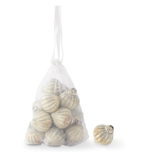 1" Inch Mini Matte Silver w/Gold Ornaments | 12 per Bag
