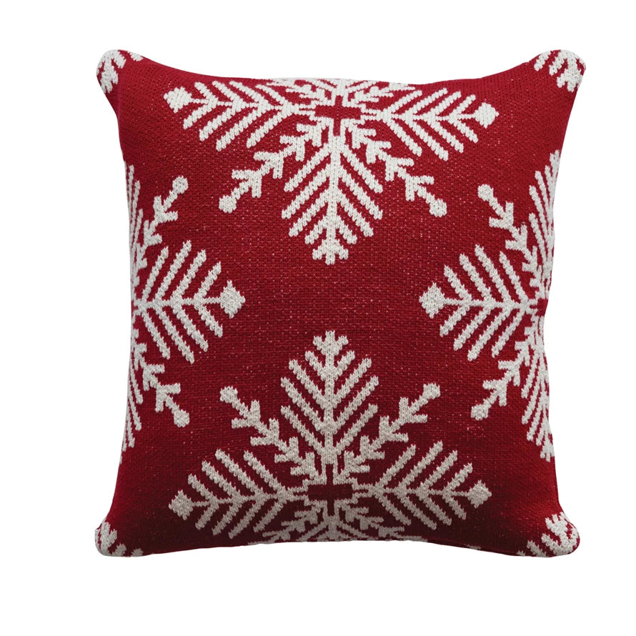 20" Two Sided Red Snowflake Pillow