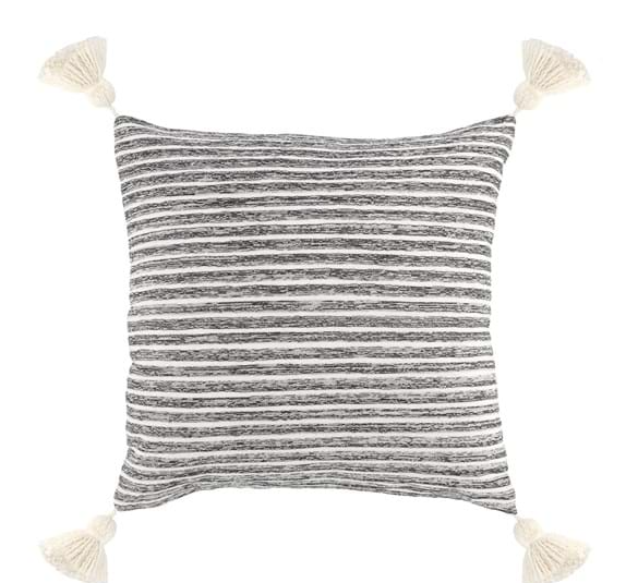 18x18 Black/Ivory Stripe Pillow