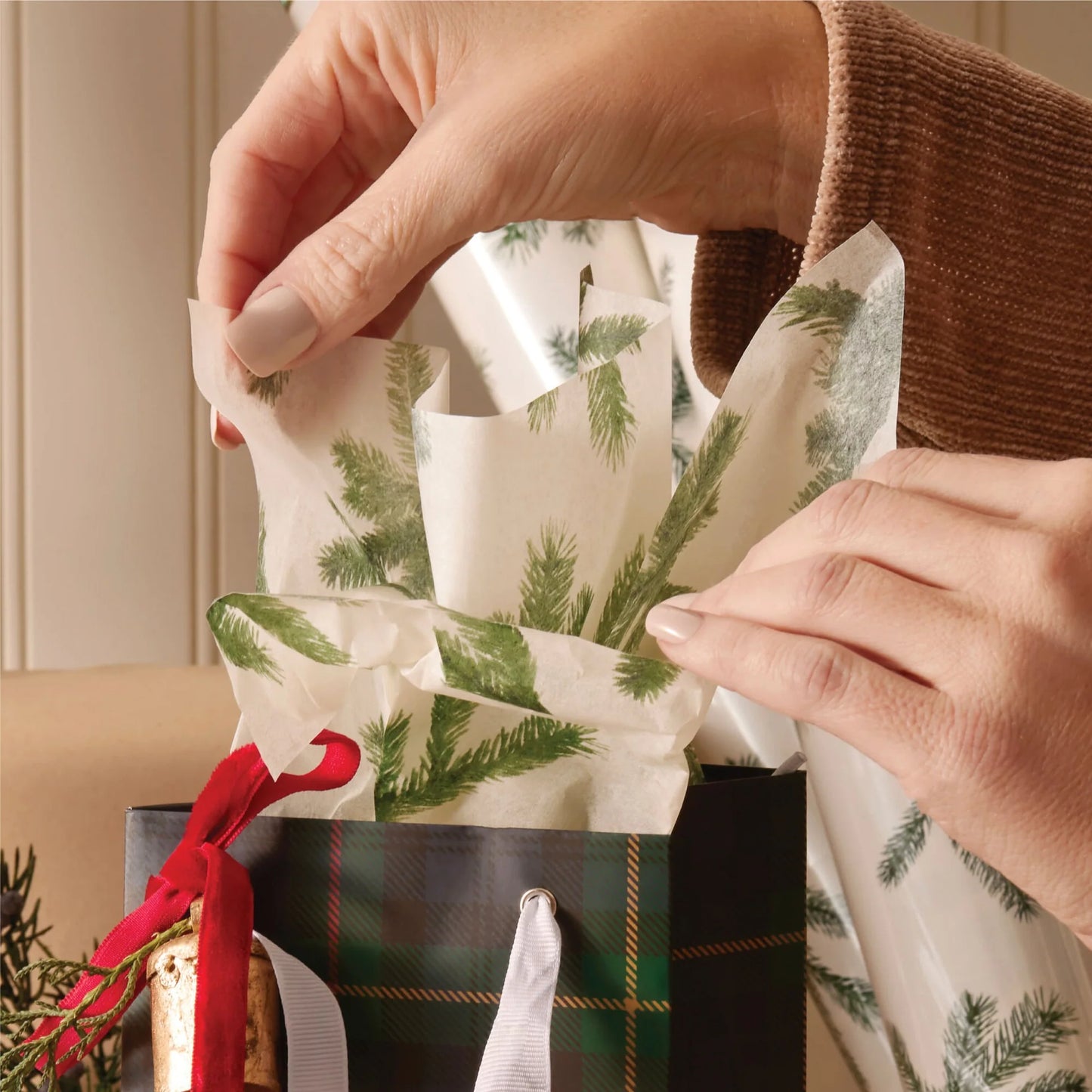 Thymes Scented Tissue Paper | Frasier Fir | Pine Needle Design