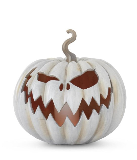 13 Inch Gray Resin LED Flicker Flame Jack O Lantern w/Timer