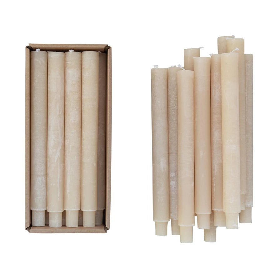 Unscented Taper Candle | Set of 12 | Cream Powdered Finish