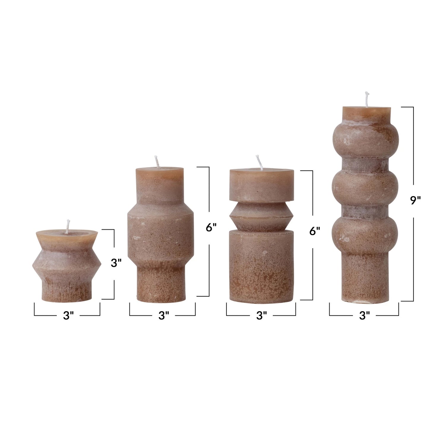 Unscented Totem Pillar Candle| 3"H | Cappuccino