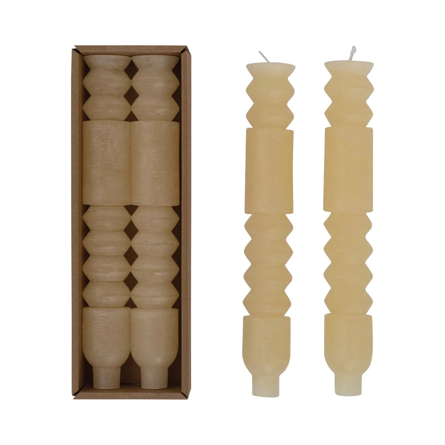Unscented Totem Taper Candle | Set of 2 | Cream