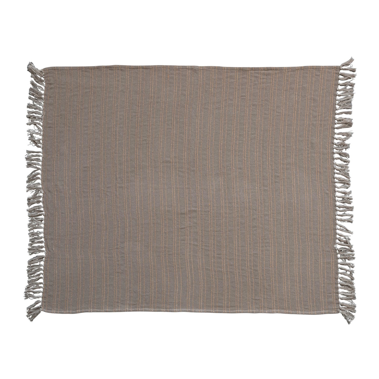 Cotton Throw w/ Fringe | Beige & Pumpkin