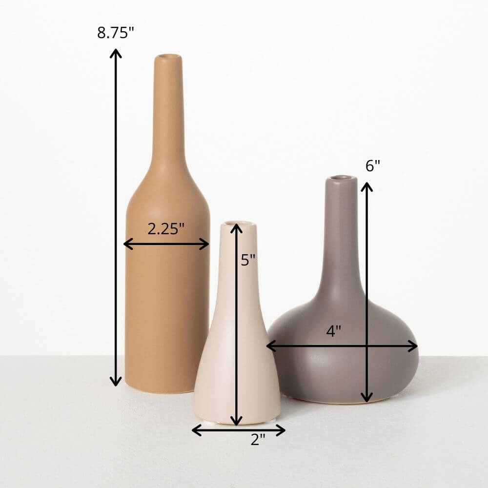 Bud Vases | Set of 3 | Warm Matte