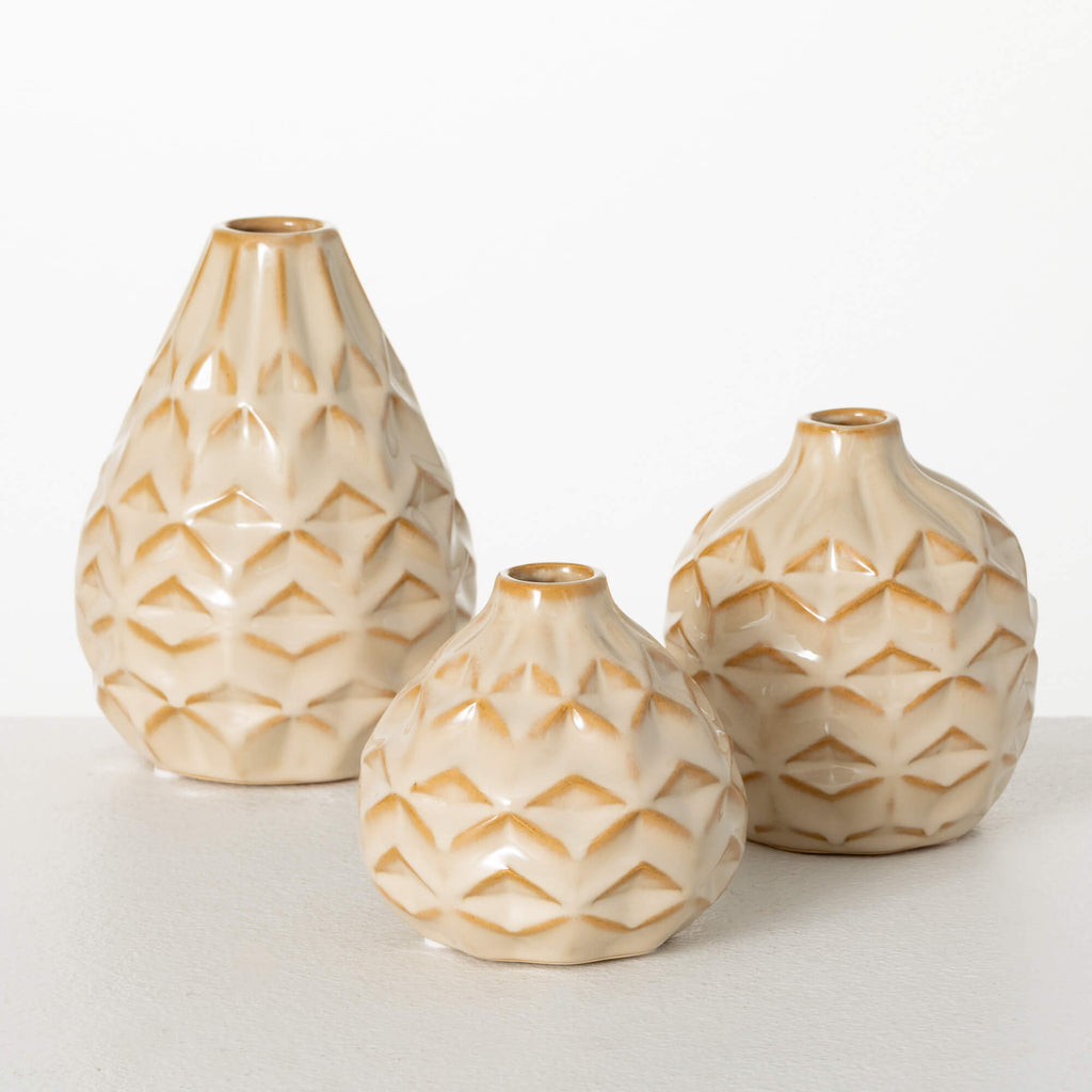 Embossed Bud Vases | Set of 3