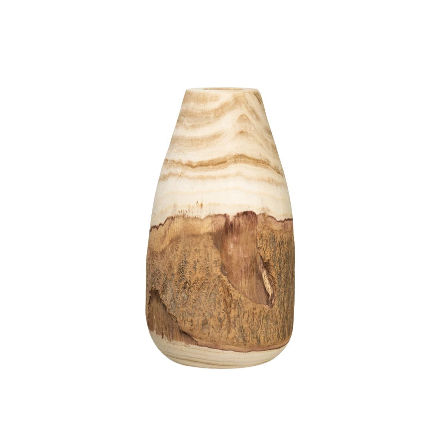 Paulownia Wood Vase w/ Live Edge | Medium