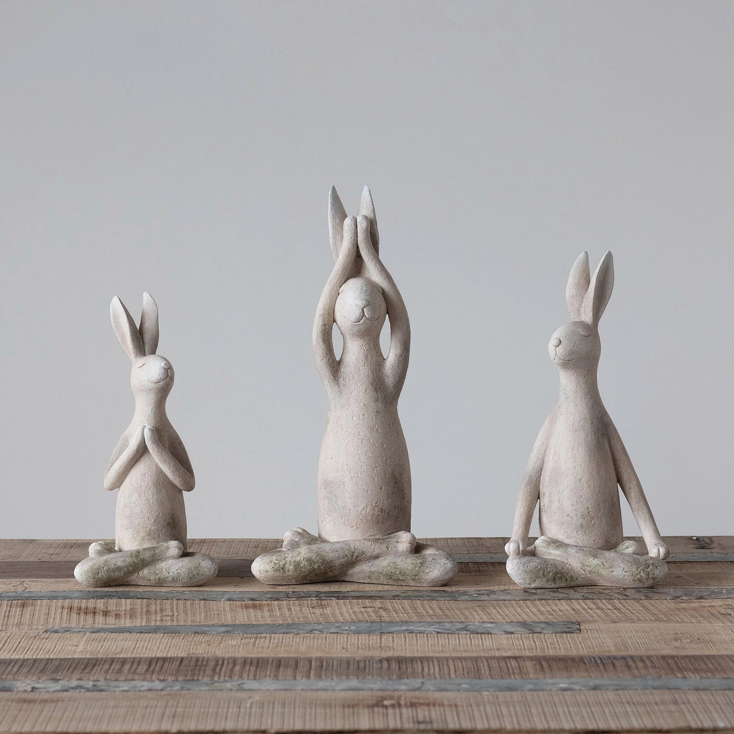 Yoga Rabbit | Set of 3 | Distressed Antique White