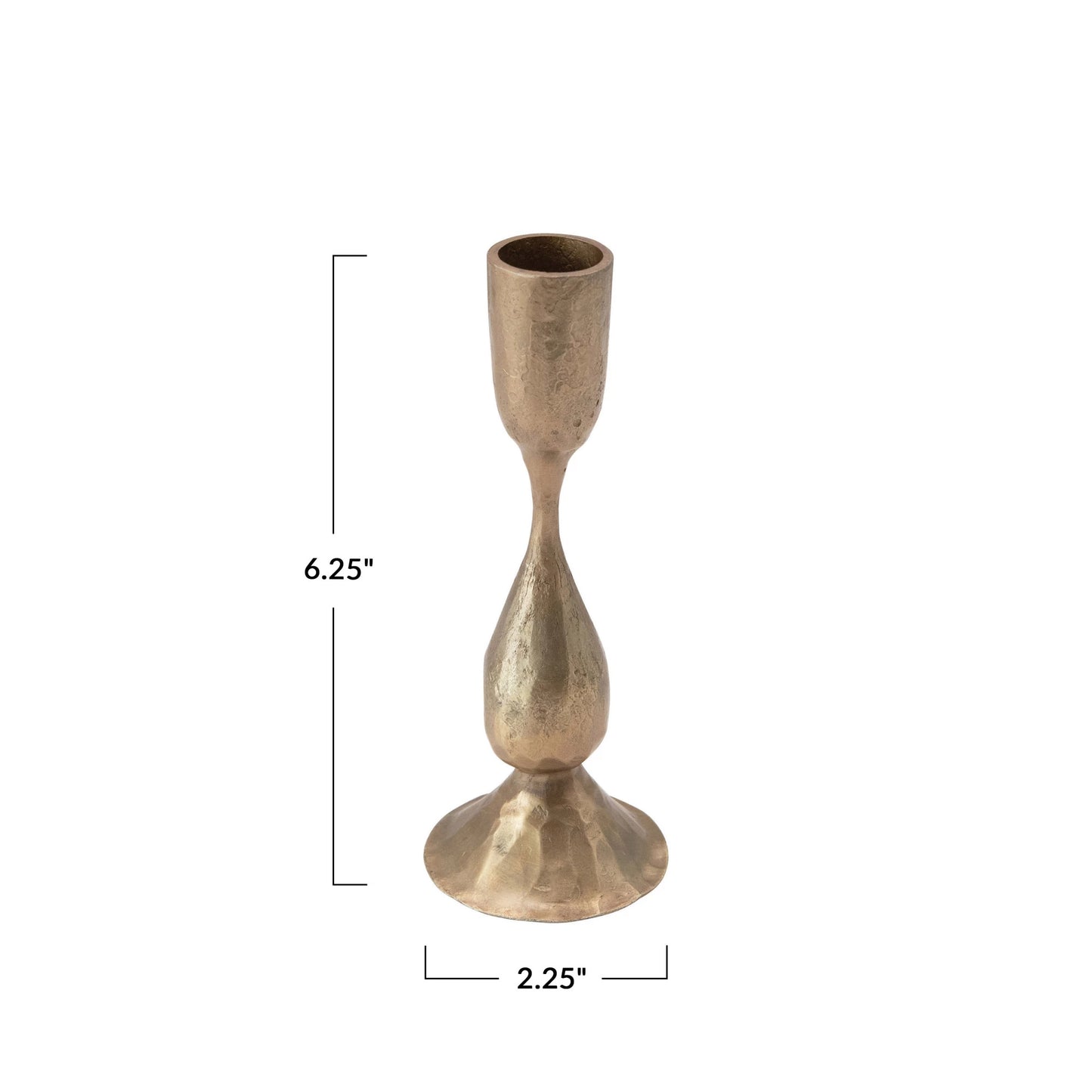 Hand-Forged Metal Taper Holder | 6.5"H | Antique Brass Finish
