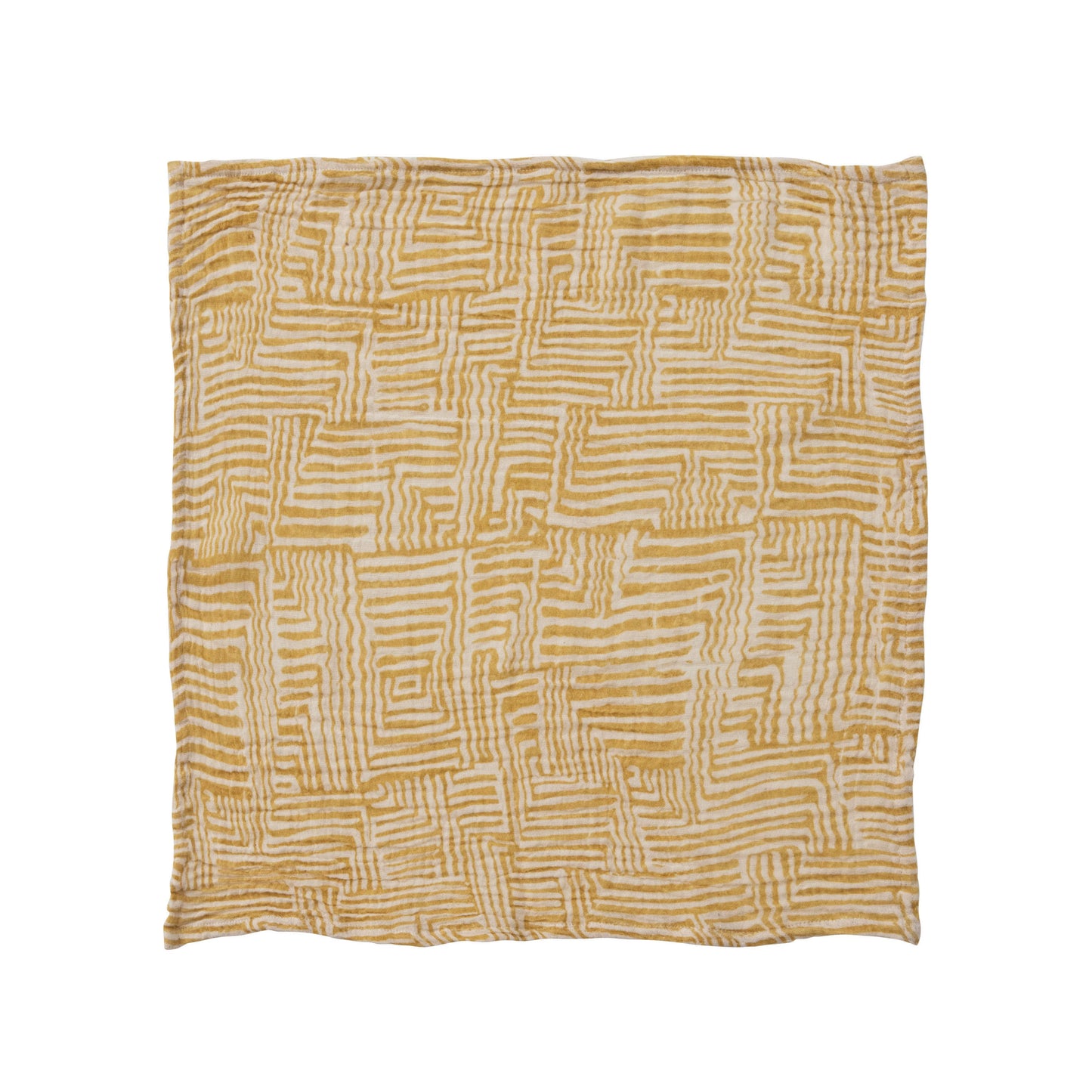 Cotton Napkins w/ Kuba Cloth Pattern | Set of 4 | Yellow