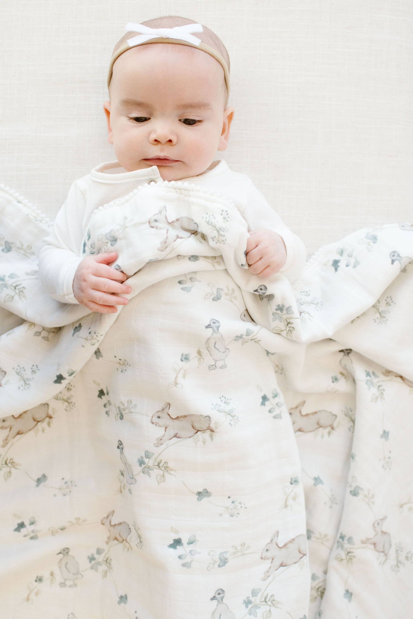 Organic Muslin Gauze Quilt Baby Blanket | Ivy Hollow Bunny