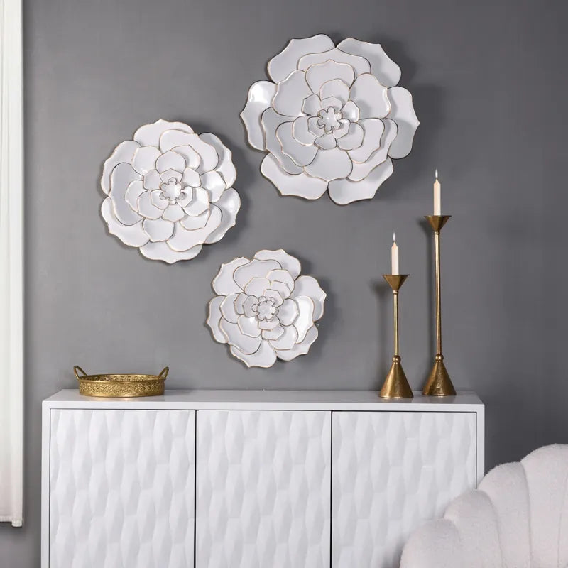 White Perennials Sculpted Wall Flowers - Set of 3 By Style Craft