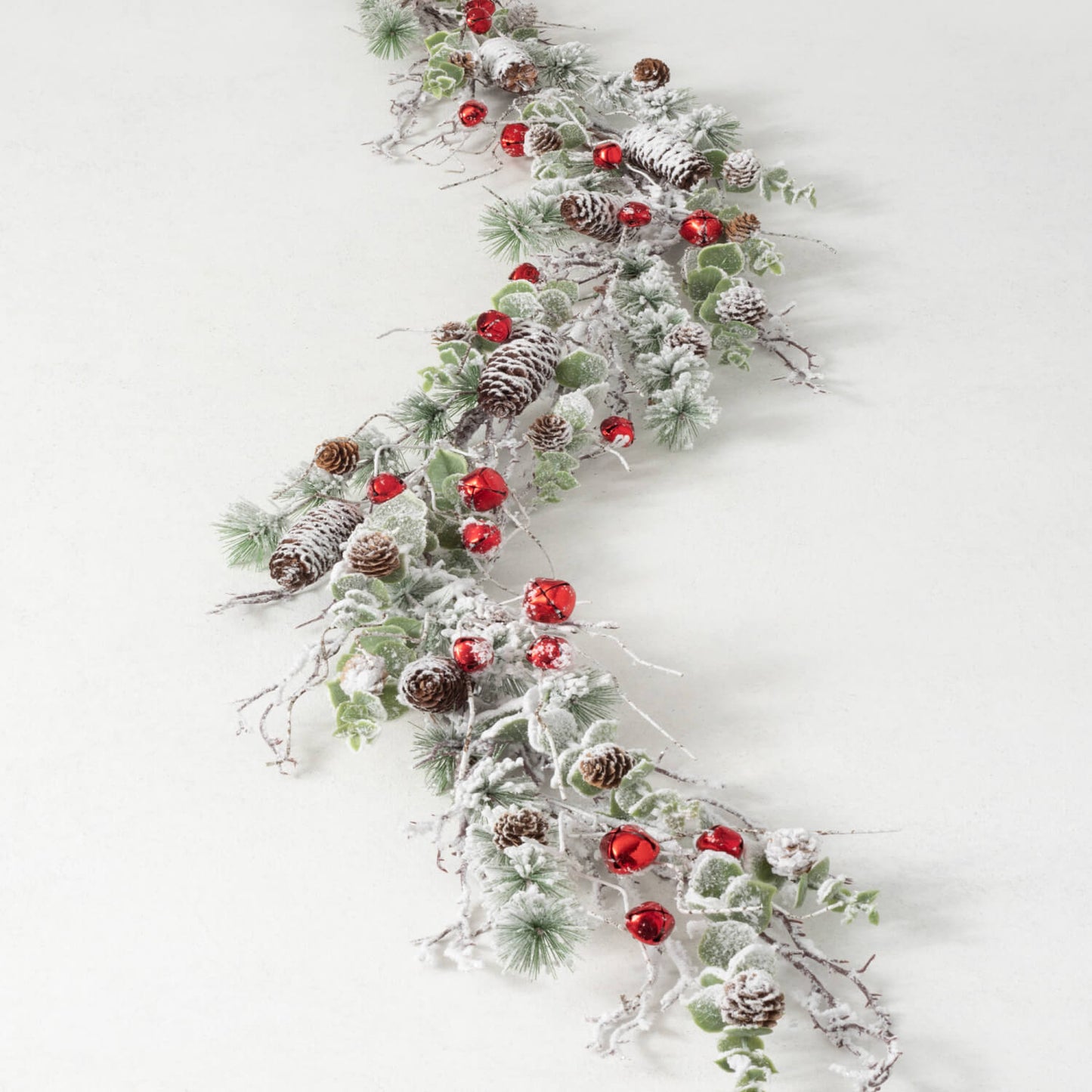 Flocked Pine/Bell Garland