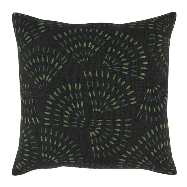 Kora Black/Green Pillow 22x22