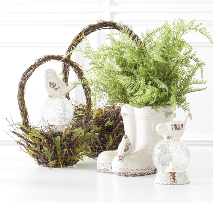 Round Mossy Twig Baskets w/Handles