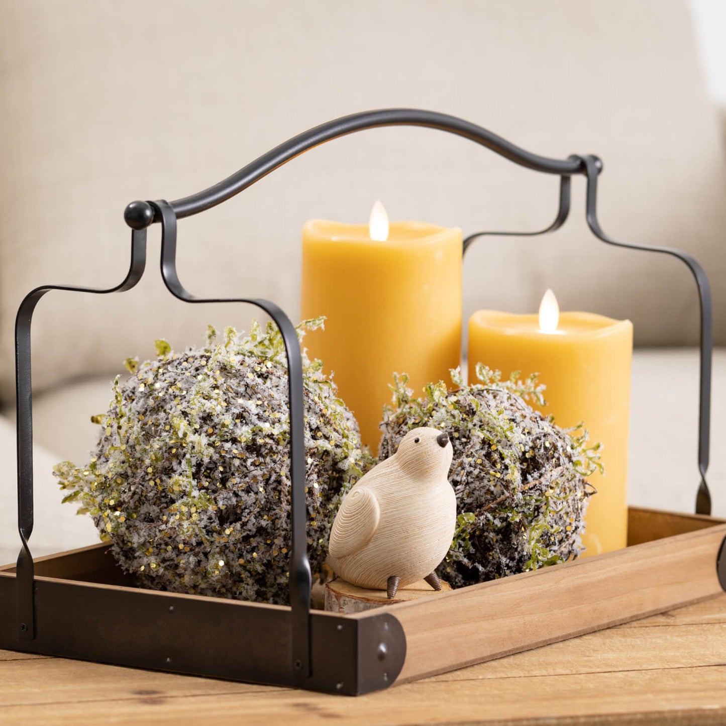 Wooden Tray w/ Metal Handle
