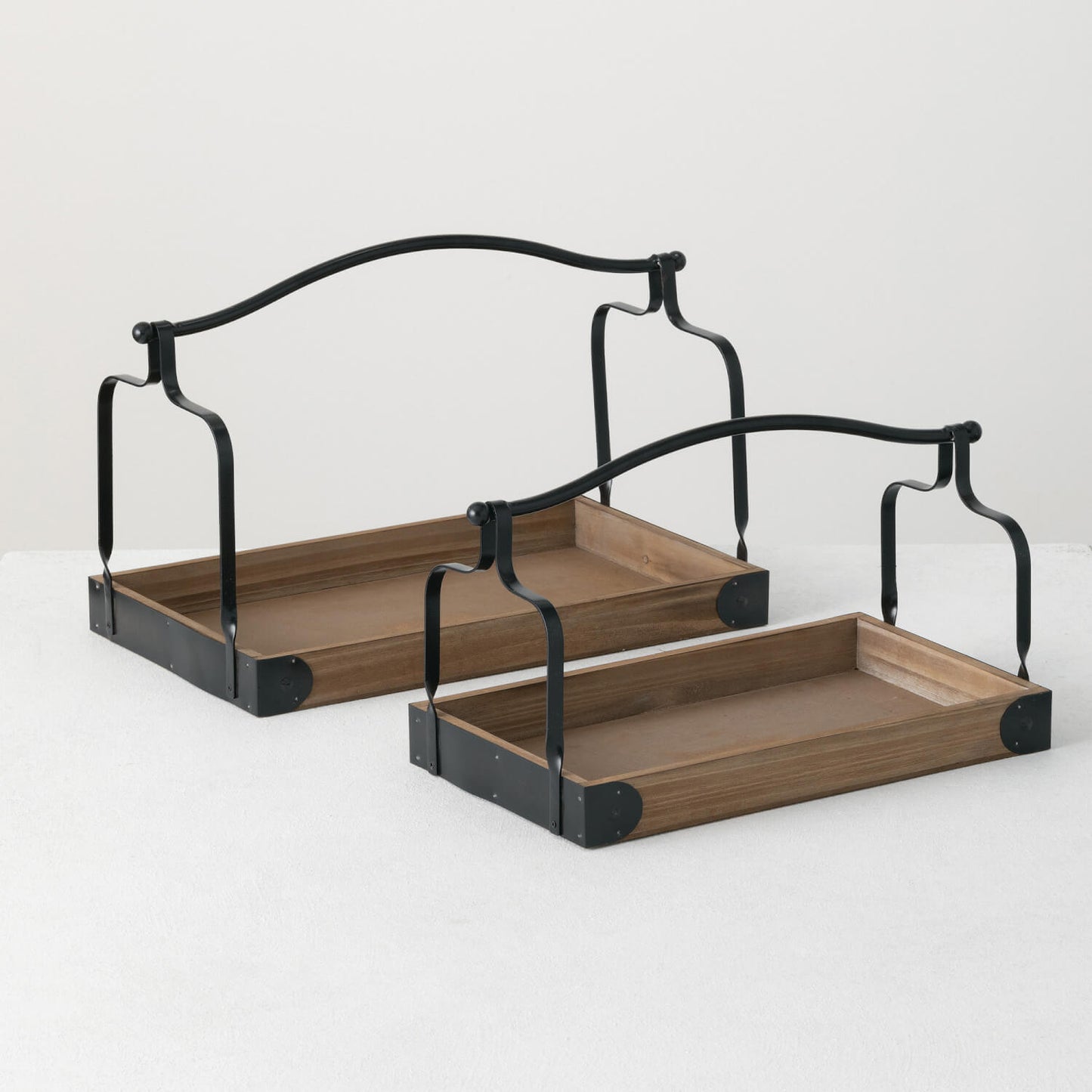 Wooden Tray w/ Metal Handle