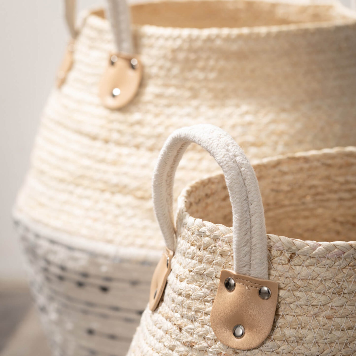 Jug Baskets w/ Handle White & Grey