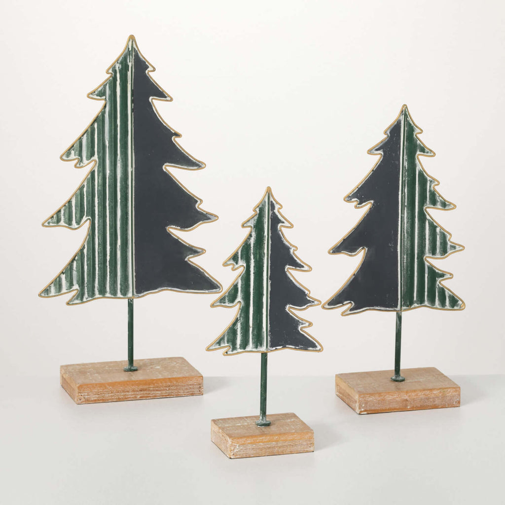 Woodland Pine Tree On Stand | Set of 3