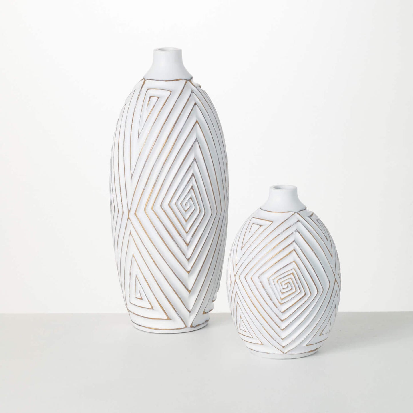 Gold Brushed Pattern Vases | Set of 2